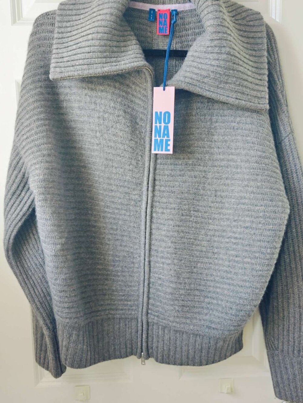 New NoName Grey Chunky Zip-up Cashmere Cardigan Jacket - Picture 5 of 8